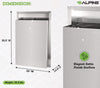 Alpine Industries Stainless Steel Recessed 12 Gal. Leak-Proof Waste Receptacle, Brushed Stainless Steel Indoor All-Purpose Waste Bins - Office Ready