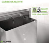 Alpine Industries Stainless Steel Recessed 12 Gal. Leak-Proof Waste Receptacle, Brushed Stainless Steel Indoor All-Purpose Waste Bins - Office Ready