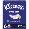 Kleenex® Ultra Soft Facial Tissue, 3-Ply, White, 120/Box, 6 Boxes/Pack, 4 Packs/Carton Facial Tissues - Office Ready