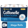 Cottonelle® Ultra CleanCare Toilet Paper, Strong Bath Tissue, Strong Bath Tissue, Septic Safe, 1-Ply, White, 284 Sheets/Roll, 12 Rolls/Pack, 4 Packs/Carton Double/Big Roll Bath Tissues - Office Ready