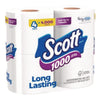 Scott® 1000 Bathroom Tissue, Septic Safe, 1-Ply, White, 1,000 Sheets/Roll, 4 Rolls/Pack, 12 Packs/Carton Regular Roll Bath Tissues - Office Ready