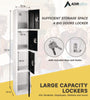 AdirOffice Steel Storage Locker, 4 Compartment, 12 x 12 x 72, Black Four-Tier Lockers - Office Ready