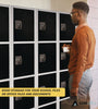 AdirOffice Steel Storage Locker, 4 Compartment, 12 x 12 x 72, Black Four-Tier Lockers - Office Ready