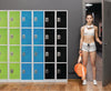 AdirOffice Steel Storage Locker, 4 Compartment, 12 x 12 x 72, Black Four-Tier Lockers - Office Ready