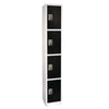 AdirOffice Steel Storage Locker, 4 Compartment, 12 x 12 x 72, Black Four-Tier Lockers - Office Ready