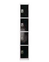 AdirOffice Steel Storage Locker, 4 Compartment, 12 x 12 x 72, Black Four-Tier Lockers - Office Ready