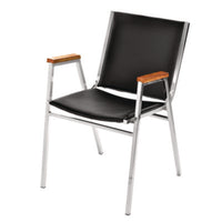 AdirOffice Vinyl Chrome Frame Stackable Office Chair, 16.5 x 22 x 32, Black Seat, Black Back, Chrome Base Guest & Reception Chairs - Office Ready