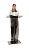 AdirOffice Acrylic Slanted Podium Lectern Speaker Stand, 26.75 x 12.5 x 47, Black Freestanding Lecterns - Office Ready