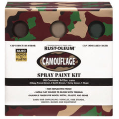 Rust-Oleum® Camouflage 2X Ultra Cover Assorted Spray Paint Kit, Assorted Colors, 12 oz Aerosol Can, 6/Carton