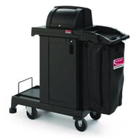 Suncast Commercial® High Security Housekeeping Cart, Plastic, 1 Shelf, 3 Bins, 23.19 x 53.23 x 53.02, Black Janitorial Carts - Office Ready