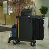 Suncast Commercial® High Security Housekeeping Cart, Plastic, 1 Shelf, 3 Bins, 23.19 x 53.23 x 53.02, Black Janitorial Carts - Office Ready