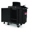 Suncast Commercial® High Security Housekeeping Cart, Plastic, 1 Shelf, 3 Bins, 23.19 x 53.23 x 53.02, Black Janitorial Carts - Office Ready