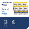 Tork® Everwipe by Tork Disinfectant Wipe Canisters, 1-Ply, 7 x 7, Lemon, White, 75 Sheets/Canister, 6/Carton Cleaner/Detergent Wet Wipes - Office Ready
