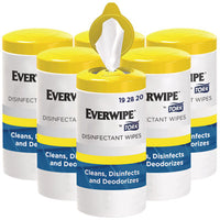 Tork® Everwipe by Tork Disinfectant Wipe Canisters, 1-Ply, 7 x 7, Lemon, White, 75 Sheets/Canister, 6/Carton Cleaner/Detergent Wet Wipes - Office Ready