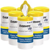Tork® Everwipe by Tork Disinfectant Wipe Canisters, 1-Ply, 7 x 7, Lemon, White, 75 Sheets/Canister, 6/Carton Cleaner/Detergent Wet Wipes - Office Ready