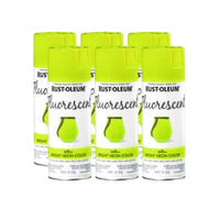 Rust-Oleum® Specialty Fluorescent Spray Paint, Flat Fluorescent Yellow, 11 oz Aerosol Can, 6/Carton Specialty Paints & Primers - Office Ready
