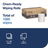 Tork® Chem-Ready Wiping Rolls, 1-Ply, 12 x 5.25, White, 180 Sheets, 6 Rolls/Carton Disposable Dry Wipes - Office Ready