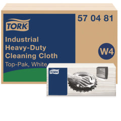 Tork® Industrial Heavy-Duty Cleaning Cloth, 1-Ply, 13.97 x, 4.25, Unscented, White, 60 Cloths, 4/Carton