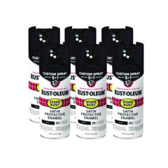 Rust-Oleum® Stops Rust 5-in-1 Spray Paint, Satin Black, 12 oz Aerosol Can, 6/Carton