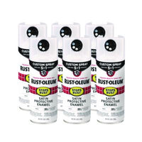 Rust-Oleum® Stops Rust 5-in-1 Spray Paint, Satin White, 12 oz Aerosol Can, 6/Carton Specialty Paints & Primers - Office Ready