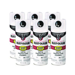 Rust-Oleum® Stops Rust 5-in-1 Spray Paint, Satin White, 12 oz Aerosol Can, 6/Carton