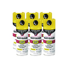Rust-Oleum® Stops Rust 5-in-1 Spray Paint, Gloss Sunburst Yellow, 12 oz Aerosol Can, 6/Carton