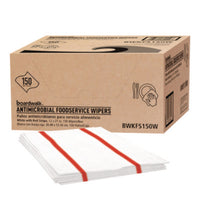 Boardwalk® Antimicrobial Foodservice Wipers, 1-Ply, 12 x 21, Red/White, 150/Carton Disposable Dry Wipes - Office Ready