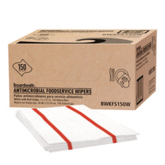 Boardwalk® Antimicrobial Foodservice Wipers, 1-Ply, 12 x 21, Red/White, 150/Carton