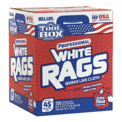 Sellars® TOOLBOX White Rags, 1-Ply, 9.8 x 12, White, 200 Sheets/Box, 6 Boxes/Carton