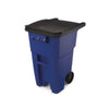 Rubbermaid® Commercial Square Brute® Rollout Container, 50 gal, Molded Plastic, Blue Outdoor All-Purpose Waste Bins - Office Ready