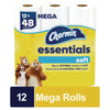 Charmin® Essentials Soft™ Bathroom Tissue, Septic Safe, 2-Ply, White, 330 Sheets/Roll, 12 Rolls/Pack, 4 Packs/Carton Regular Roll Bath Tissues - Office Ready