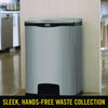 Rubbermaid® Commercial Slim Jim Stainless Steel Step-On Container, Front Step Style, 13 gal, Stainless Steel, Black Indoor All-Purpose Waste Bins - Office Ready