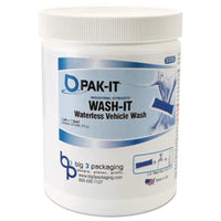 PAK-IT® Wash It Waterless Vehicle Wash, Breezy Scent, 20 Water-Soluble Packets/Jar, 12/Carton Multipurpose Cleaners - Office Ready