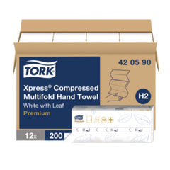 Tork® Xpress® Compressed Multifold Hand Towels, 1-Ply, 8.3 x 9.45, White, 200/Pack, 12 Packs/Carton