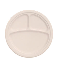 Dart® Compostable Fiber Dinnerware, ProPlanet Seal, 3-Compartment Plate, Paper, 10.2" dia, Natural, 500/Carton