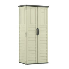 Suncast® Vertical Storage Shed, 22 cu ft, 2 ft 8.25" x 2 ft 1.5" x 6 ft, Vanilla/Stoney