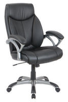 Alera® Fulford Bonded Leather High-Back Manager's Chair, Supports Up to 275 lb, 18.62 to 22.56 Seat Height, Black Seat/Back/Base Office Chairs - Office Ready