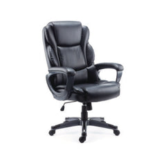 Alera® Kirkdale Bonded Leather Manager Chair, Supports Up to 275 lb, 16.18 to 22.76 Seat Height, Black Seat/Back, Black Base