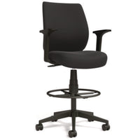 Alera® Wessex Drafting Stool, Fabric, Supports Up to 275 lb, 27.95 to 33.66 Seat Height, Black Seat, Black Back, Black Base Drafting & Task Stools - Office Ready