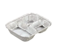 HFA® Aluminum Oblong Containers, 3 Compartments, 24 oz, 8.5 x 6.38 x 1.47, Silver, 500/Carton Takeout Food Containers - Office Ready