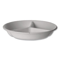 Eco-Products® Vanguard Renewable and Compostable Sugarcane Containers, 3-Compartment Bowl, 28 oz, White, 400/Carton Takeout Food Containers - Office Ready