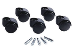 Master Caster® Deluxe Casters, 0.44" x 0.88" Type B Stems, 2.19" Polyurethane Wheels, Matte Black, 5/Set