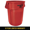 Rubbermaid® Commercial Vented Round Brute Container, 44 gal, Plastic, Red, 4/Carton Indoor All-Purpose Waste Bins - Office Ready