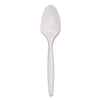 Boardwalk® Mediumweight Polypropylene Cutlery, Spoon, 5.31", Plastic, White, 1,000/Carton Disposable Teaspoons - Office Ready