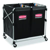 Rubbermaid® Commercial Collapsible X-Cart, Synthetic Fabric, 2.49 cu ft Bins, 24.1" x 35.7" x 34", Black/Silver Laundry/Liner Carts - Office Ready