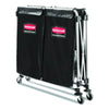 Rubbermaid® Commercial Collapsible X-Cart, Synthetic Fabric, 2.49 cu ft Bins, 24.1" x 35.7" x 34", Black/Silver Laundry/Liner Carts - Office Ready