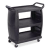 Boardwalk® Bussing Cart, Plastic, 3 Shelves, 300 lb Capacity, 18 x 36.25 x 38, Black Food Service Carts - Office Ready