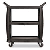 Boardwalk® Bussing Cart, Plastic, 3 Shelves, 300 lb Capacity, 18 x 36.25 x 38, Black Food Service Carts - Office Ready
