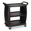 Boardwalk® Bussing Cart, Plastic, 3 Shelves, 300 lb Capacity, 18 x 36.25 x 38, Black Food Service Carts - Office Ready