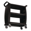 Boardwalk® Bussing Cart, Plastic, 3 Shelves, 300 lb Capacity, 18 x 36.25 x 38, Black Food Service Carts - Office Ready